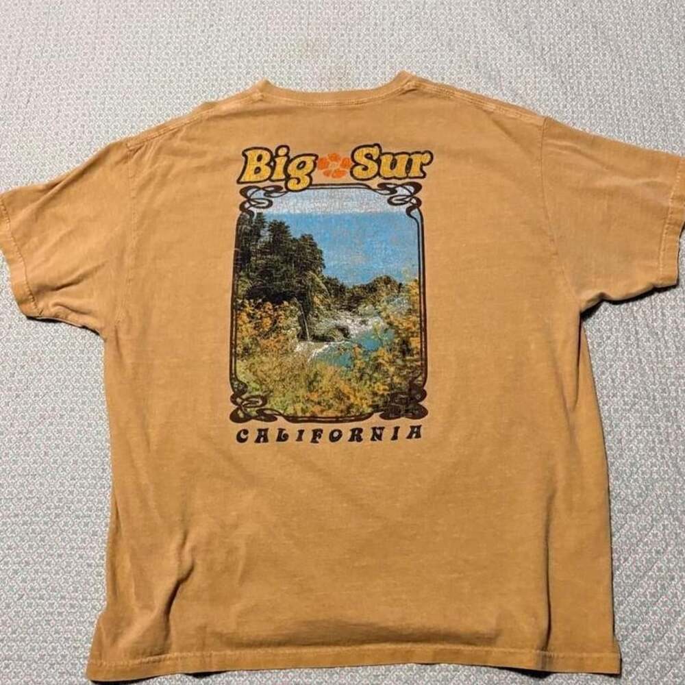 Pacsun Big Sur California T-Shirt XL Mustard Yellow Graphic Tee